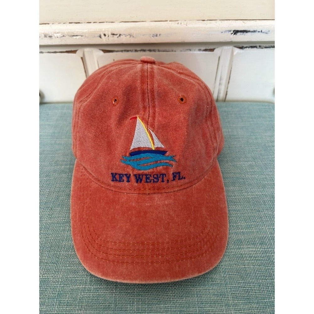 Life In Paradise KEY WEST Cap Dad Hat Washed Burnt Orange Sailboat Strapback